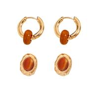 Gaodercha 4 orecchini a perno in oro, alla moda, geometrici, luminosi, occhio di tigre, strass, ipoallergenici, orecchini pendenti in oro massiccio, gioielli alla moda, regali per le donne