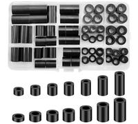 gaoduanluoluo 90pz Distanziali Rotondi in Nylon, Distanziatori Isolanti per viti M6 M8, Non Filettato Distanziatori di Supporto per Colonna, Rondelle Distanziali in Plastica (Nero)