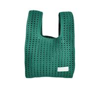 GAOFESA Borsa da polso a maglia fatta a mano alla moda per la piccola borsa casual delle donne con disegni unici scavati fuori borsa della spesa borsa a maglia scavata, Verde scuro, One Size