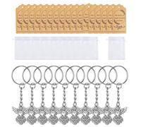 GAOFESA Set di 30 portachiavi religiosi per battesimo, regalo per prima comunione, con sacchetti di organza ed etichette di ringraziamento, set di sacchetti in organza