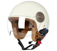 GAOFZHAO 3/4 Casco da Moto Vintage con Visiera Bluetooth, Fodera Interna Rimovibile, Protezione for Le Orecchie Rimovibile, Certificato ECE, for Uomo e Donna, Scooter e Chopper(O,M(55~56CM))