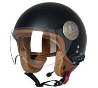 GAOFZHAO 3/4 Casco da Moto Vintage con Visiera Bluetooth, Fodera Interna Rimovibile, Protezione for Le Orecchie Rimovibile, Certificato ECE, for Uomo e Donna, Scooter e Chopper(L,L(57~58CM))