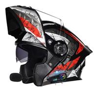 GAOFZHAO Casco apribile Casco Moto Bluetooth Casco Moto modulare con Doppia Visiera Casco apribile Certificato ECE con Microfono for Risposta Automatica Casco Scooter Integrato(H,M(57~58CM))