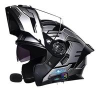 GAOFZHAO Casco apribile Casco Moto Bluetooth Casco Moto modulare con Doppia Visiera Casco apribile Certificato ECE con Microfono for Risposta Automatica Casco Scooter Integrato(F,M(57~58CM))