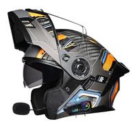 GAOFZHAO Casco apribile Casco Moto Bluetooth Casco Moto modulare con Doppia Visiera Casco apribile Certificato ECE con Microfono for Risposta Automatica Casco Scooter Integrato(D,M(57~58CM))