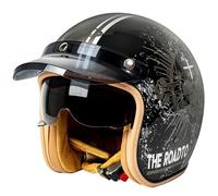 GAOFZHAO Casco da Moto Vintage, Mezzo Casco, Casco Aperto con Visiera Parasole, Casco da Motocicletta a Mezza Faccia 3/4, omologato DOT/ECE, Casco da Scooter Cruiser for Adulti(D,XXL)