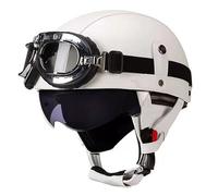 GAOFZHAO Casco Half-Helmet Scooter Moto in Pelle Retro A Stile Tedesco - Leggero E Retro A Viso Aperto, Adulti Unisex, Certificato ECE, Materiale ABS - Adatto per Mopedi E Cruiser(32,L=58-59CM)