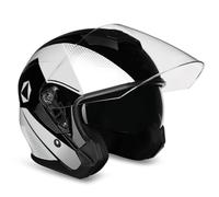 GAOFZHAO Casco Moto Mezza Calotta Casco Aperto con Doppia Visiera Slot for Auricolare Bluetooth Riservato Fodera Rimovibile Certificazione ECE Casco Scooter Adulti Uomini Donne(H,L(56~58CM))