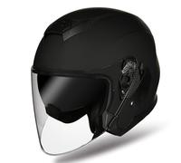 GAOFZHAO Casco Moto Mezza Calotta Casco Aperto con Doppia Visiera Slot for Auricolare Bluetooth Riservato Fodera Rimovibile Certificazione ECE Casco Scooter Adulti Uomini Donne(N,L(56~58CM))