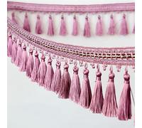 GAOGaoxin 1 Meter Decorative Tassel Fringe Trim - Shiny Beaded Edge Lace Ribbon for Sewing, Curtains, Tablecloths & Home Decor(Roze)