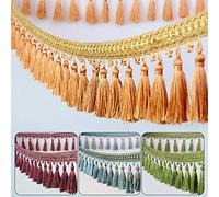 GAOGaoxin 1 Meter Polyester Tassel Fringe Trim - Elegant Beaded Decorative Trimming for DIY Crafts, Curtains, Sofa, And Table Decor(Oranje)