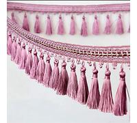 GAOGaoxin 1 Meter Polyester Tassel Fringe Trim - Elegant Beaded Decorative Trimming for DIY Crafts, Curtains, Sofa, And Table Decor(Roze)