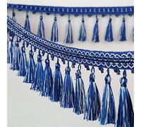 GAOGaoxin 1 Meter Polyester Tassel Fringe Trim - Elegant Beaded Decorative Trimming for DIY Crafts, Curtains, Sofa, And Table Decor(Blu)