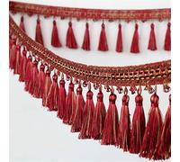 GAOGaoxin 1 Meter Polyester Tassel Fringe Trim - Elegant Beaded Decorative Trimming for DIY Crafts, Curtains, Sofa, And Table Decor(Red)