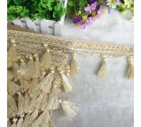 GAOGaoxin 12 Yards Beaded Tassel Fringe Trim - Durable Polyester Curtain Braid for DIY Crafts, Clothing, And Home Decoration(Beige)