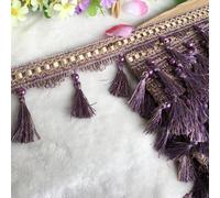 GAOGaoxin 12 Yards Beaded Tassel Fringe Trim - Durable Polyester Curtain Braid for DIY Crafts, Clothing, And Home Decoration(Dark Purple)