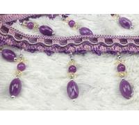GAOGaoxin 12 Yards Beaded Tassel Fringe Trim - Elegant Polyester Curtain Decoration for DIY Projects, Weddings, And Sofas(Purple)