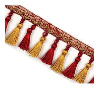 GAOGaoxin 2 Meters Decorative Tassel Fringe Trim - Durable Polyester Lace for Curtains, Sofas, And Home Decor(Red)