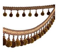 GAOGaoxin 2 Meters Pompom Fringe Trim - Durable Polyester Tassel Ribbon for DIY Upholstery, Curtains, And Sewing Projects(Deep Coffee)