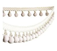 GAOGaoxin 2 Meters Pompom Fringe Trim - Durable Polyester Tassel Ribbon for DIY Upholstery, Curtains, And Sewing Projects(White)