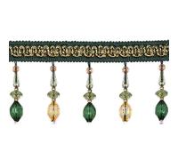 GAOGaoxin 3 Meters Crystal Beaded Pendant Tassel Fringe Trim - Durable Polyester Sewing Fringe 9cm Wide(Dark Green)