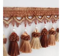 GAOGaoxin Elegant 1 Meter Beaded Tassel Fringe Trim Ribbon for Curtains And Home Decor - Soft Polyester Lace Trimming(Light Brown)