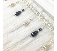 GAOGaoxin Elegant 12 Meters Tassel Fringe Trim - Braided Fabric Lace Ribbon with Hanging Beads for Home Decoration And Sewing Projects(Black)