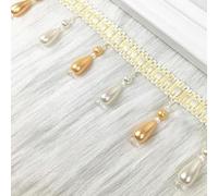 GAOGaoxin Elegant 12 Meters Tassel Fringe Trim - Braided Fabric Lace Ribbon with Hanging Beads for Home Decoration And Sewing Projects(Yellow)