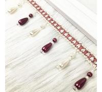 GAOGaoxin Elegant 12 Meters Tassel Fringe Trim - Braided Fabric Lace Ribbon with Hanging Beads for Home Decoration And Sewing Projects(Dark Purple)