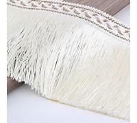 GAOGaoxin Elegant 13 Meters Polyester Tassel Fringe Trim for Curtains, Dresses, And Home Decor - DIY Sewing Accessories(White)