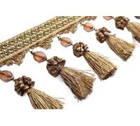 GAOGaoxin Elegant 2 Meters Braided Beaded Tassel Fringe Trim for Home Decor Curtains, Tablecloths, And Sewing Crafts(Brown)