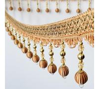 GAOGaoxin Tassel Fringe Trim - DIY Curtain Sewing Trim with Braided Hanging Crystal Beads - 11cm Wide, 6/12 Meters Length(Oranje,12 Meters)