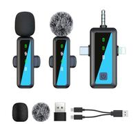 Gaogodot Mini Microfono Wireless per iPhone/Android/PC, Microfono Lavalier Antirumore per Smartphone, Microfoni da Bavero a Clip Senza Fili per Live Streaming, Vlogging e Interviste Podcast