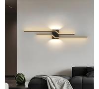 GaoHX Applique da Parete LED Interno, 40W 120CM Moderna Lampada da Parete Interno, Luce a Parete Curva Moderno Lampada a Muro Minimalista per Camera da Letto Soggiorno Corridoio(Black - 3000K Warm)
