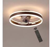 GaoHX Ventilatore da Soffitto con Luce e Telecomando, Plafoniera LED Dimmerabile Moderno 45W, Ventilatore da Soffitto a 6 velocità del Vento Regolabile, Lampada Ventilatore da Soffitto, Marrone 50cm