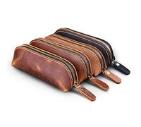 GAOINTELL Astuccio in vera pelle fatto a mano vintage retrò penna per astuccio scuola cancelleria ufficio astuccio per ragazzi, Come da immagine