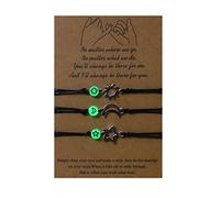 GAOINTELL Bracciale intrecciato con ciondoli alla, e stella, braccialetti relazione con perline luminose, regolabile, per amicizia, intrecciato per uomini, donne, ragazze, ragazze, spiaggia