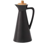 Gaojian Grande capacità Bottiglia Dispenser in Ceramica di oliera Cucina aceto Porcellana di Oliva con bambù Coperchio,Nero,800ml
