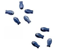 GAOJUDAF 10 pezzi di perle sparse retrò a forma di pesce piccolo, perline in ceramica bianche da 10 mm x 20 mm for la creazione di gioielli fai da te(Black blue)