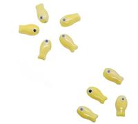 GAOJUDAF 10 pezzi di perle sparse retrò a forma di pesce piccolo, perline in ceramica bianche da 10 mm x 20 mm for la creazione di gioielli fai da te(Light yellow)
