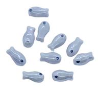 GAOJUDAF 10 pezzi di perle sparse retrò a forma di pesce piccolo, perline in ceramica bianche da 10 mm x 20 mm for la creazione di gioielli fai da te(Gray blue)