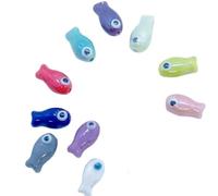 GAOJUDAF 10 pezzi di perle sparse retrò a forma di pesce piccolo, perline in ceramica bianche da 10 mm x 20 mm for la creazione di gioielli fai da te(Mix)