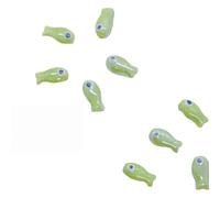 GAOJUDAF 10 pezzi di perle sparse retrò a forma di pesce piccolo, perline in ceramica bianche da 10 mm x 20 mm for la creazione di gioielli fai da te(Apple green)