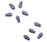 GAOJUDAF 10 pezzi di perle sparse retrò a forma di pesce piccolo, perline in ceramica bianche da 10 mm x 20 mm for la creazione di gioielli fai da te(Purple blue)