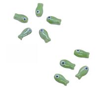 GAOJUDAF 10 pezzi di perle sparse retrò a forma di pesce piccolo, perline in ceramica bianche da 10 mm x 20 mm for la creazione di gioielli fai da te(Light green)