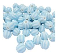GAOJUDAF 40 perline di ceramica di forma rotonda irregolare, foro 0,25 cm, diametro 1,1 cm, perle sparse ad alta densità(Ice Blue)