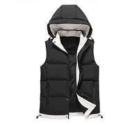 GAOJUNAN Maniche Giacchetto Gilet Invernale più Caldo Imbottito con Cappuccio Capispalla Senza Maniche Trapuntato da Uomo Smanicato Leggero(Black,5XL)