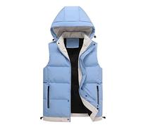 GAOJUNAN Maniche Giacchetto Gilet Invernale più Caldo Imbottito con Cappuccio Capispalla Senza Maniche Trapuntato da Uomo Smanicato Leggero(Blue,5XL)
