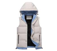 GAOJUNAN Maniche Giacchetto Gilet Invernale più Caldo Imbottito con Cappuccio Capispalla Senza Maniche Trapuntato da Uomo Smanicato Leggero(G,5XL)