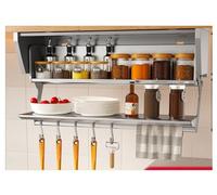 GAOJUNAN Scaffale Cucina Organizer Per Portaspezie A Parete, Organizer Per Condimenti In Alluminio, Scaffale Per Cucina Porta Spezie(Blue,Silver)